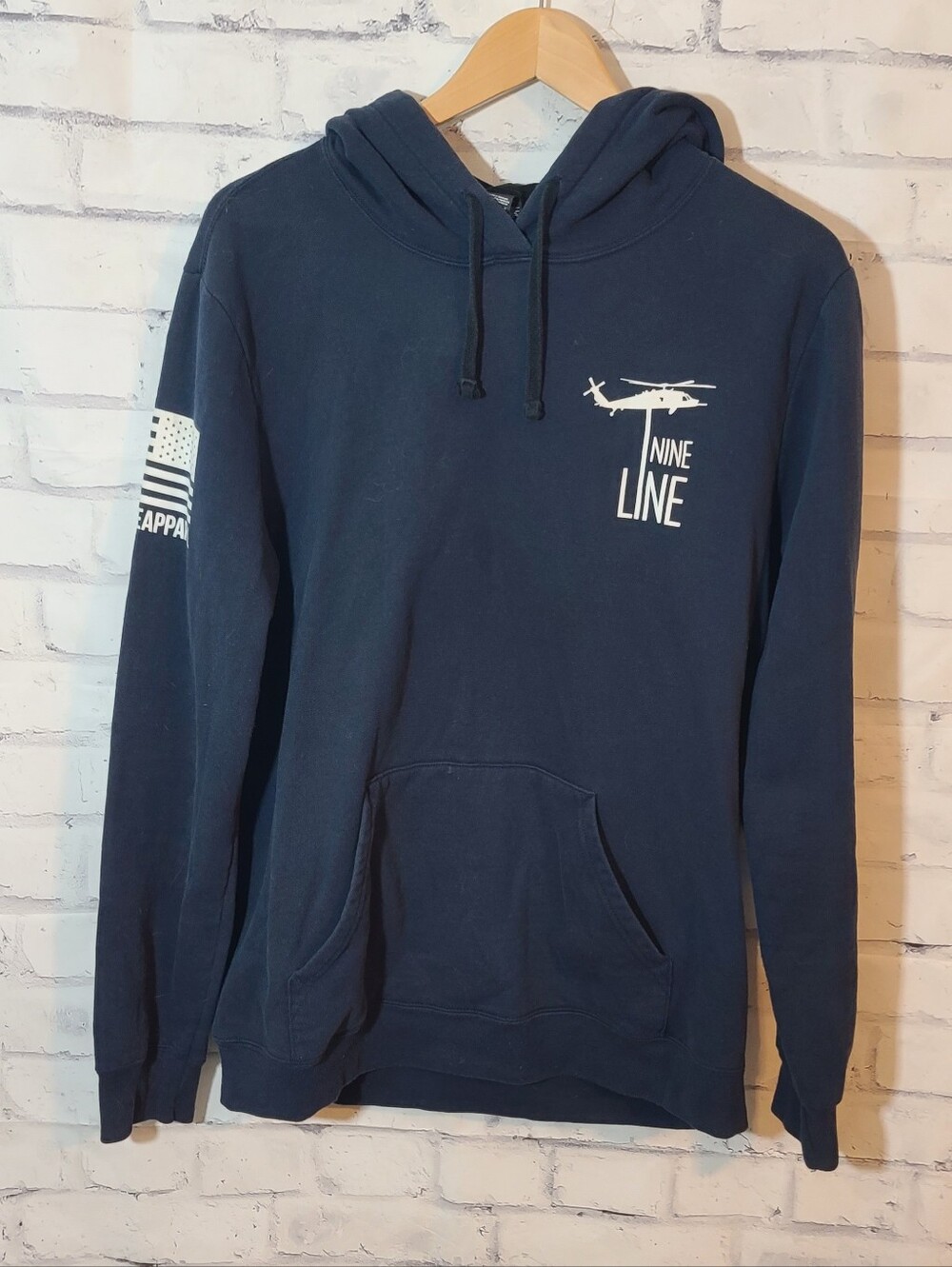 Nine Line Stand For The Anthem Patriotic Flag Hoodie Sweatshirt Large